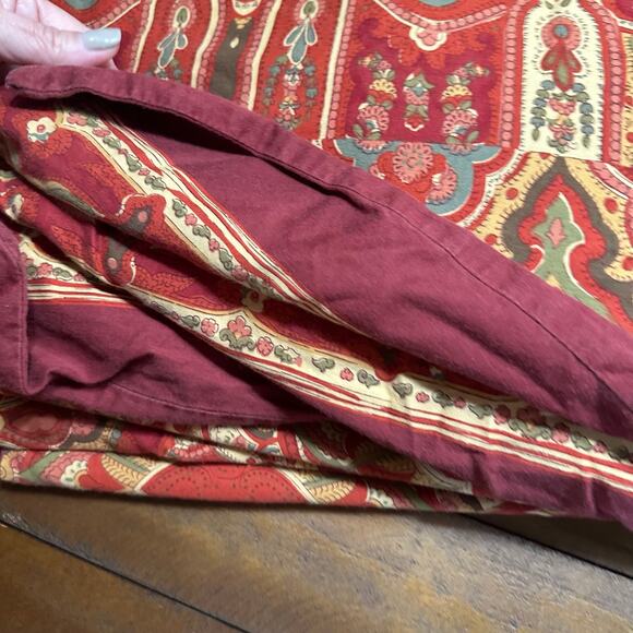 Pottery Barn Alice Paisley King Duvet Cover Burgundy Red Gold Green Cotton - Picture 3 of 10